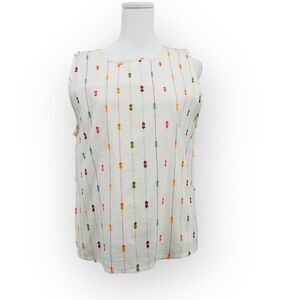 Anthropologie Cropped Embroidered Sleeveless Top in White Women’s Size M